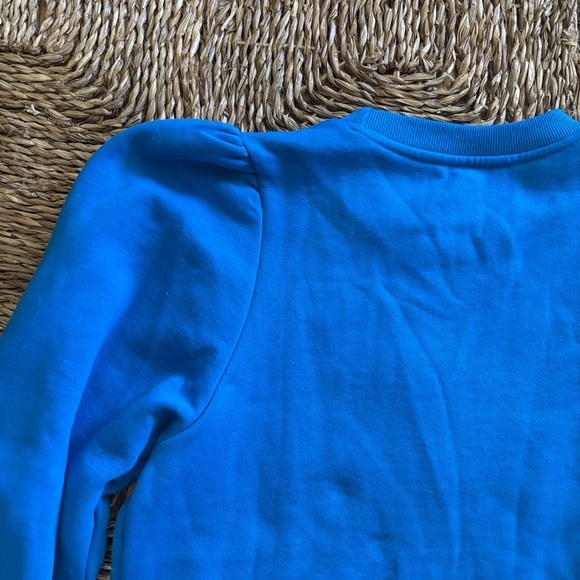 GANNI puffed sleeve double love sweatshirt blue and white embroidered - Picture 7 of 7